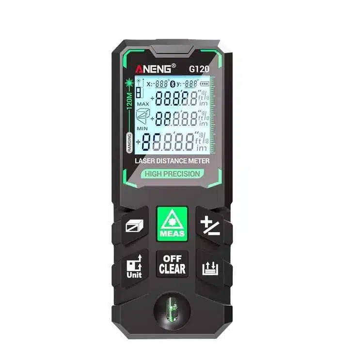Telemetru Laser 120m | Măsurare Preciză a Distanței, Suprafaței și Volumului