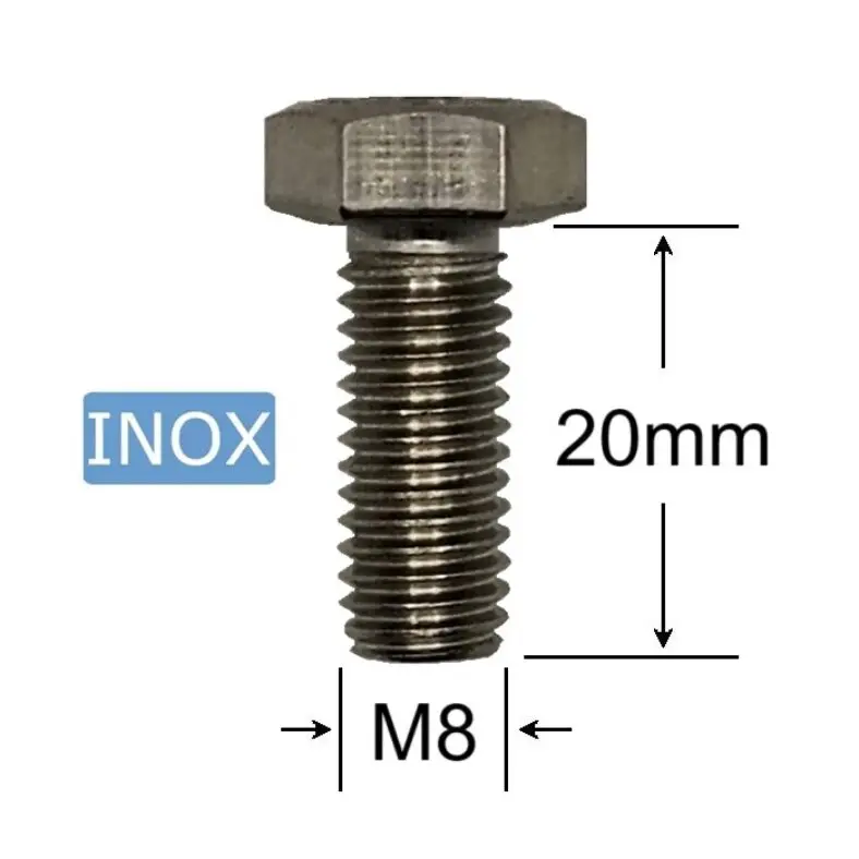 Suruburi Inox cu Cap Hexagonal M8x20 mm - Cutie 100 Bucati