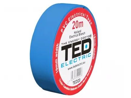 Banda izolatoare PVC, 20m x 19mm, pentru protectia si izolarea cablurilor, albastru