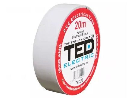 Banda izolatoare PVC, 20m x 19mm, pentru protectia si izolarea cablurilor, alb